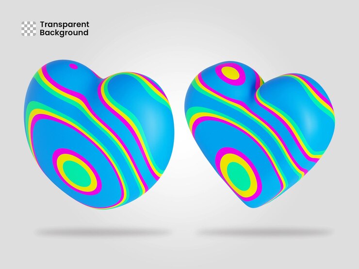 PSD el icono del corazón aislado en la ilustración de renderización 3d