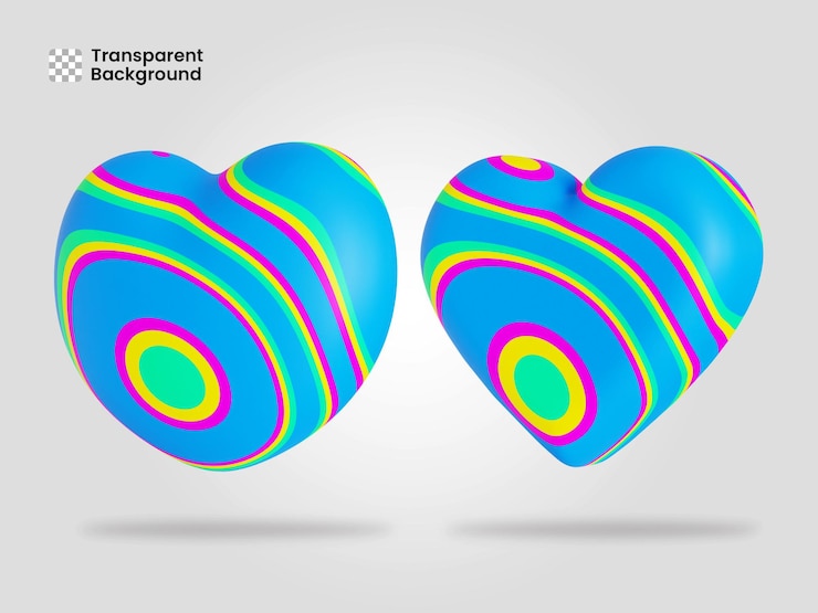 PSD el icono del corazón aislado en la ilustración de renderización 3d