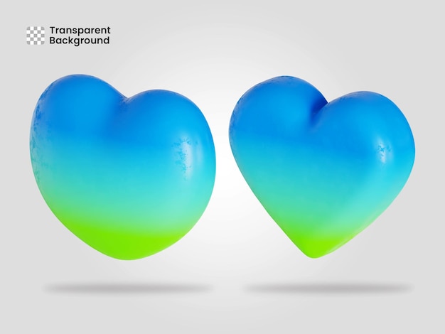 El icono del corazón aislado en la ilustración de renderización 3D