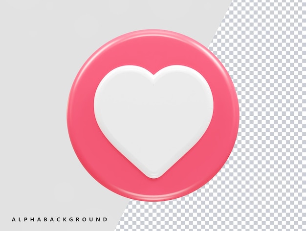 Icono de corazón de amor elemento de ilustración de renderizado 3d transparente