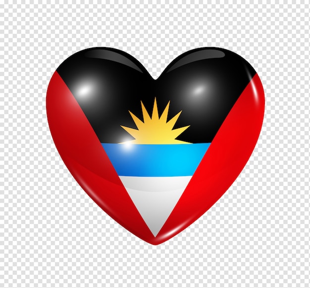 Icono del corazón con la bandera de Antigua y Barbuda