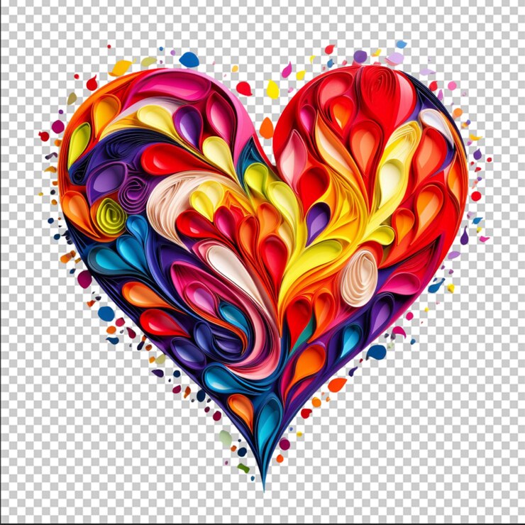 PSD icono de corazón de color en un alfiler rojo aislado sobre fondo blanco