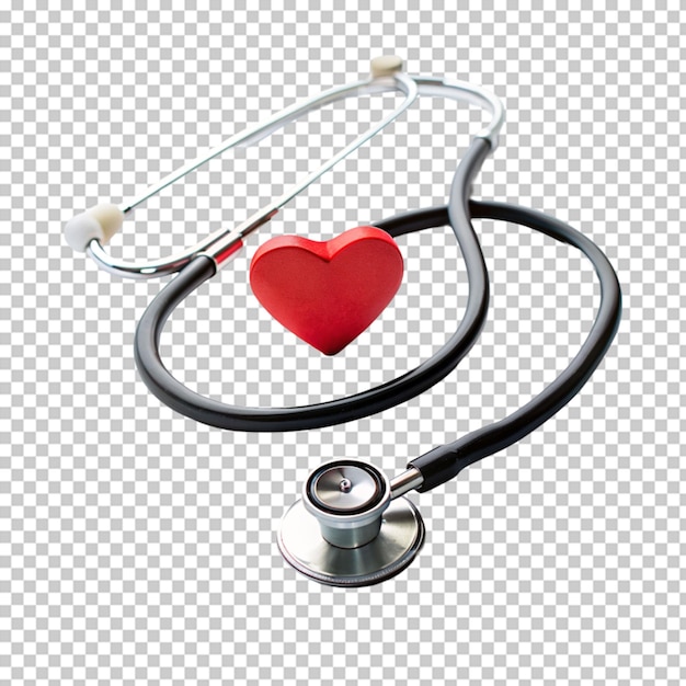 PSD icono del corazón y el estetoscopio concepto de atención médica en un fondo transparente
