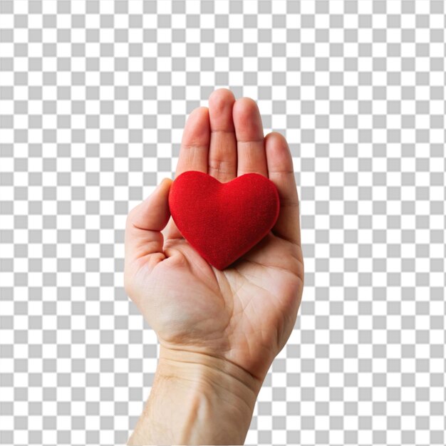 PSD el icono del corazón con la mano aislado en un fondo transparente