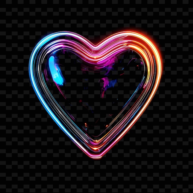 Icono de corazón de plástico brillante de neón opaco con contorno de diseño dibujado a mano y2k forma de tendencia decorativa