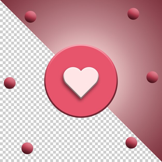 Icono de corazón redes sociales como 3d aislado