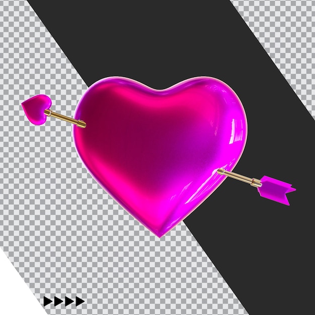 Icono de corazón de renderizado 3d aislado