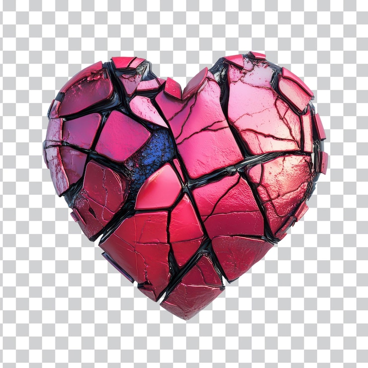 PSD icono de corazón roto de estilo 3d para proyectos creativos fondo transparente