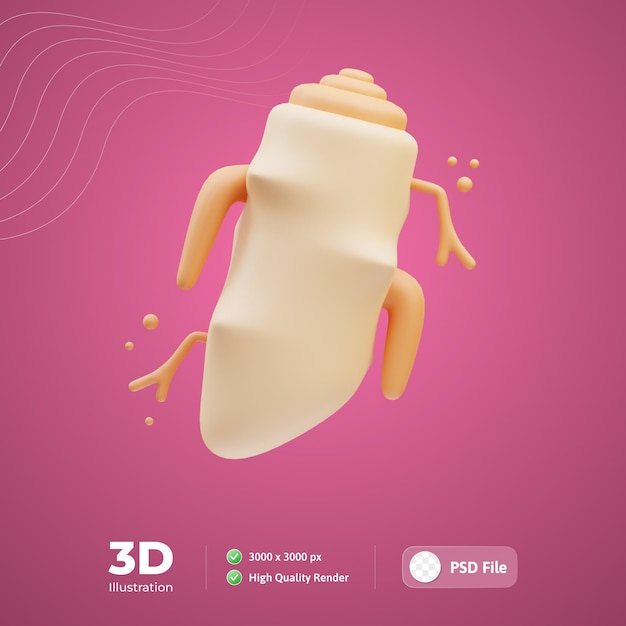 Icono coreano ginseng ilustración 3d