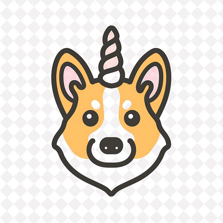 PSD icono corgi cara de perro adorable con una expresión de zorro y un diseño de arte vectorial de animales de ilustración wh
