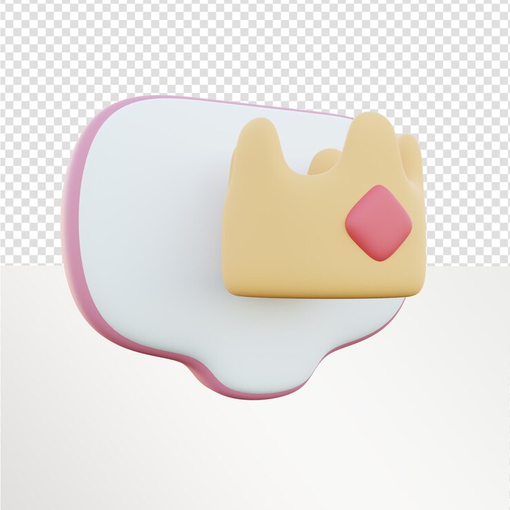 icono de la corona en la linda representación 3d del chat de burbujas