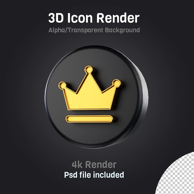 Icono de corona de oro 3d