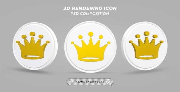 Icono de corona en renderizado 3D