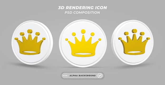 PSD icono de corona en renderizado 3d