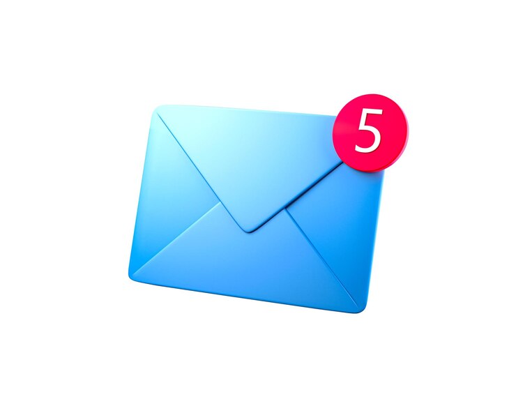 PSD icono de correo electrónico 3d con notificación logotipo de correo no leído fondo aislado