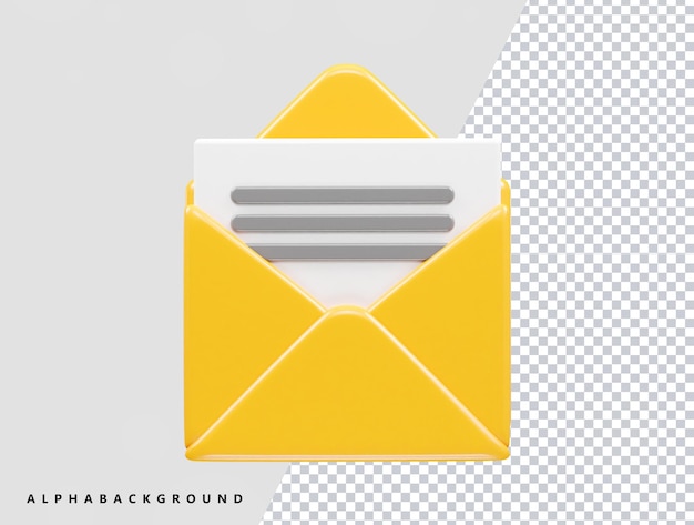 Icono de correo electrónico ilustración de elemento 3d