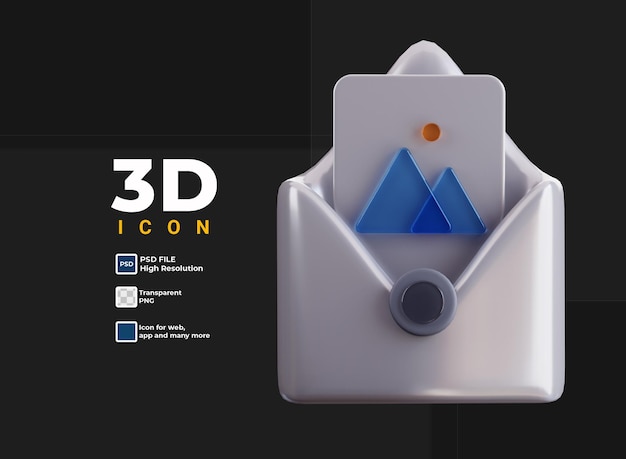 PSD icono de correo electrónico de imagen 3d