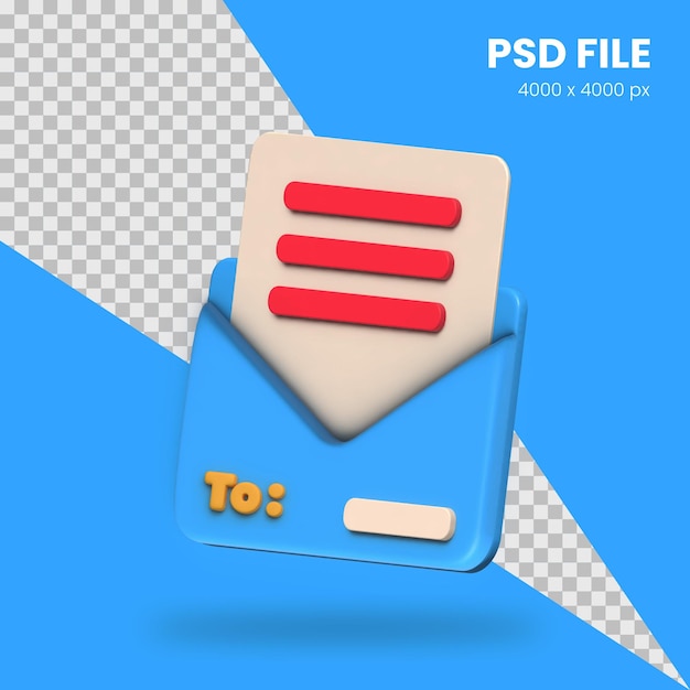 icono de correo de renderizado 3d