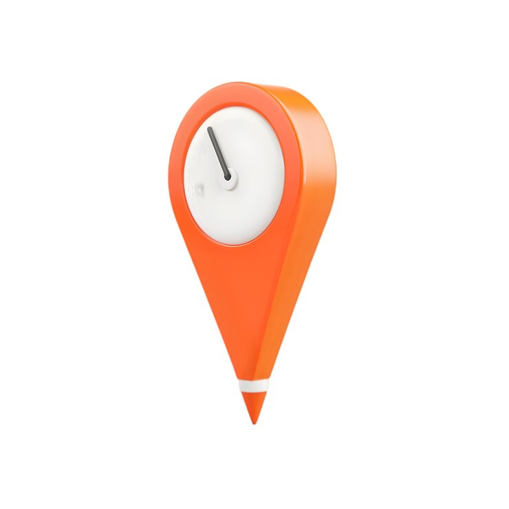 PSD icono creativo de pin de ubicación naranja 3d para proyectos de mapas y navegación