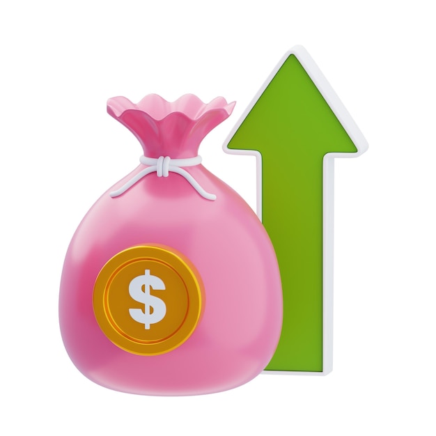 Icono de crecimiento financiero 3D Icono de ganancias financieras 3D