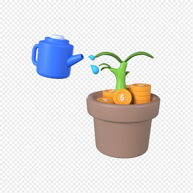 Icono de crecimiento de la inversión en activos 3D con fondo transparente