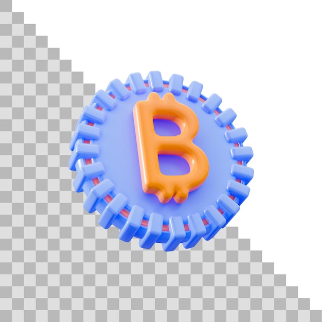 PSD icono de criptomoneda bitcoin sobre fondo blanco concepto de render 3d