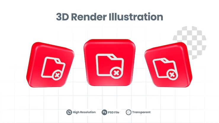 PSD icono de cruz de carpeta de procesamiento 3d para promoción de redes sociales de aplicaciones móviles web