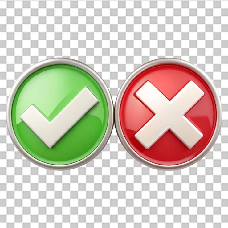 PSD el icono de la cruz de comprobación aislado en un fondo transparente