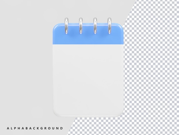 Icono de cuaderno 3d render ilustración transparente