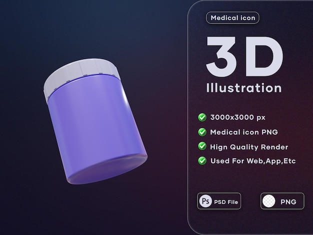 PSD icono de cuadro de medicina 3d render de alta calidad