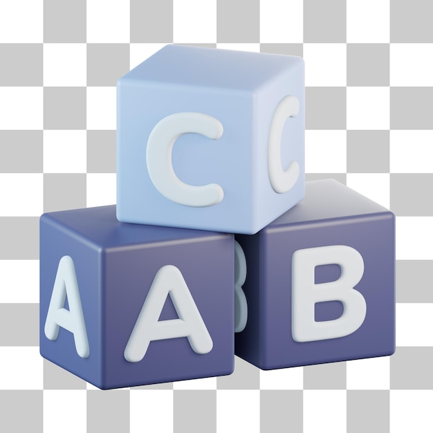 PSD icono del cubo del alfabeto en 3d