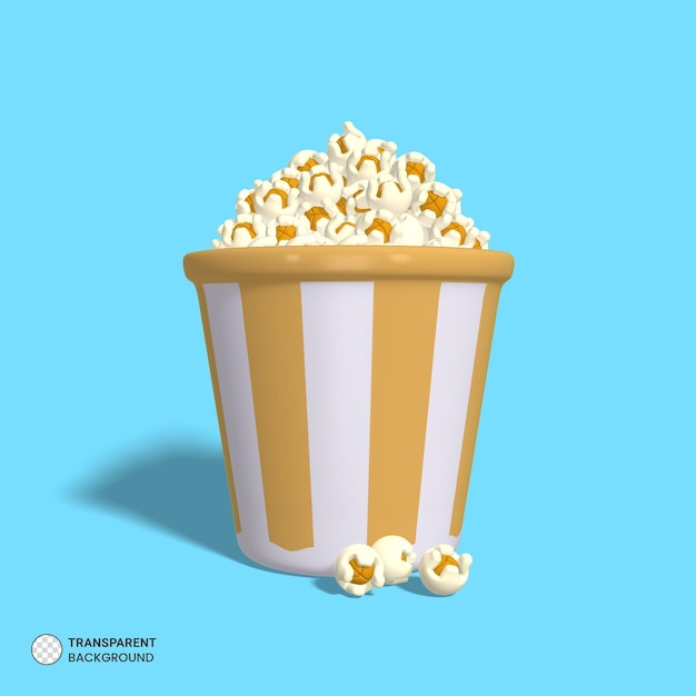 PSD icono de cubo de palomitas de maíz aislado 3d render ilustración