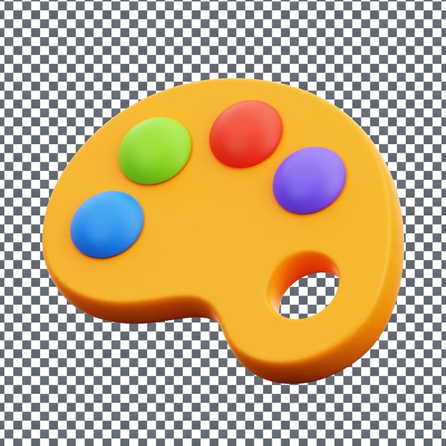 El icono del cubo de pintura PSD 3D en un fondo aislado y transparente