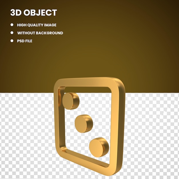 El icono del cubo de tres dados dorados