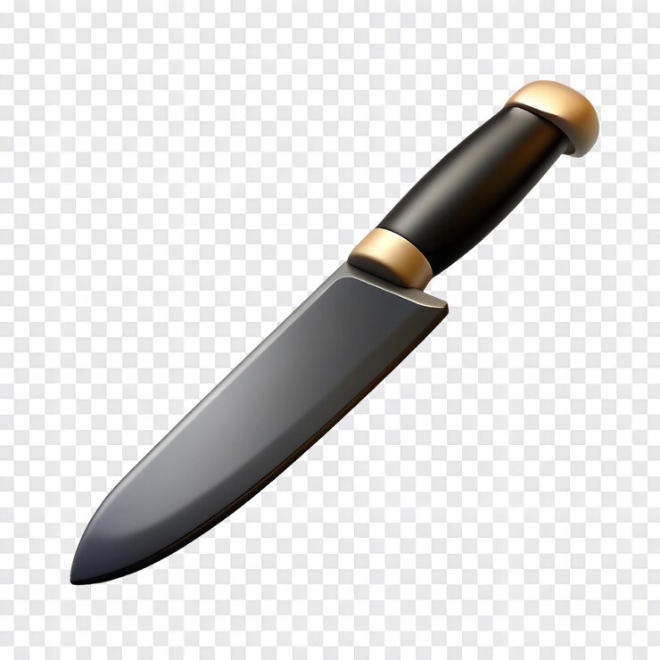 PSD icono de cuchillo negro en 3d aislado en un fondo transparente