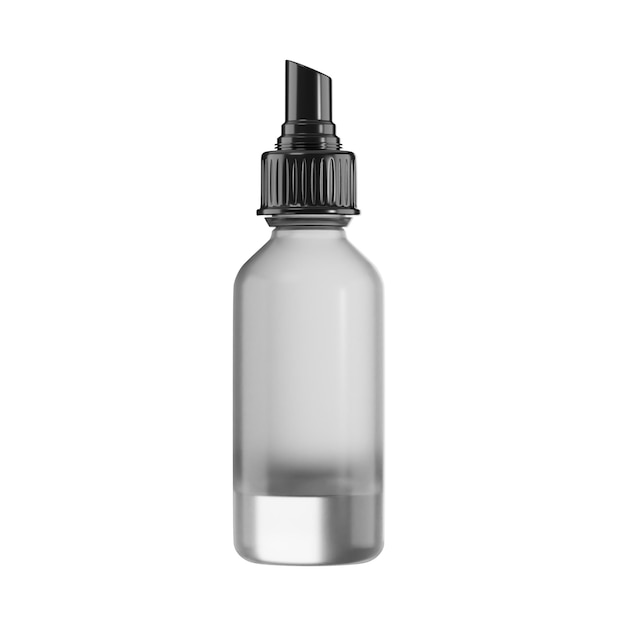 PSD icono de cuidado corporal de renderización 3d botella transparente de cuidado de la piel