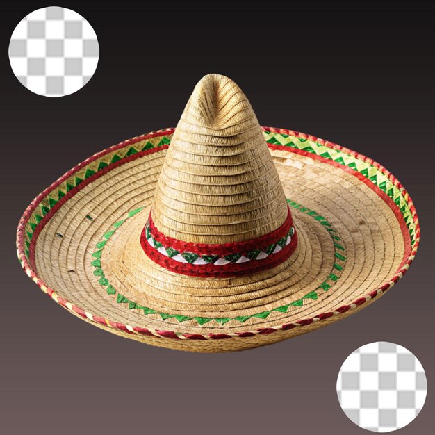 PSD icono cultural sombrero mexicano con fondo transparente