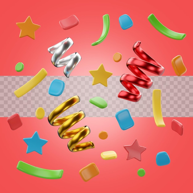 PSD el icono de cumpleaños 3d confetti