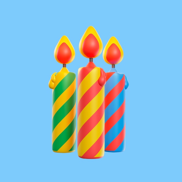 PSD icono de cumpleaños 3d con velas