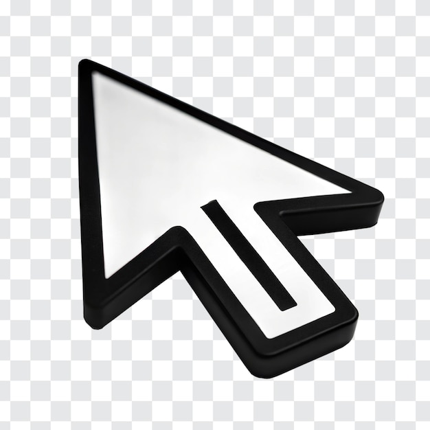 Icono de cursor 3D de alta resolución de primer plano de un cursor de ratón renderizado en 3D