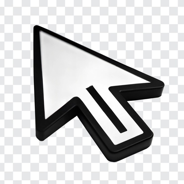 PSD icono de cursor 3d de alta resolución de primer plano de un cursor de ratón renderizado en 3d