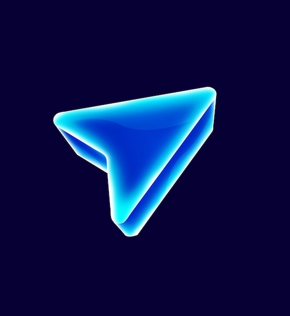 Icono del cursor de la flecha de luz de neón azul 3D psd transparente