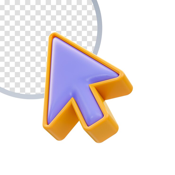 PSD icono de cursor de ratón de aspecto de dibujos animados brillante realista representación 3d para el sitio web elegir acciones o corregir