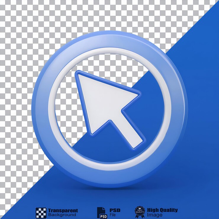 PSD ícono del cursor redondo en la pantalla aislado sobre un fondo transparente