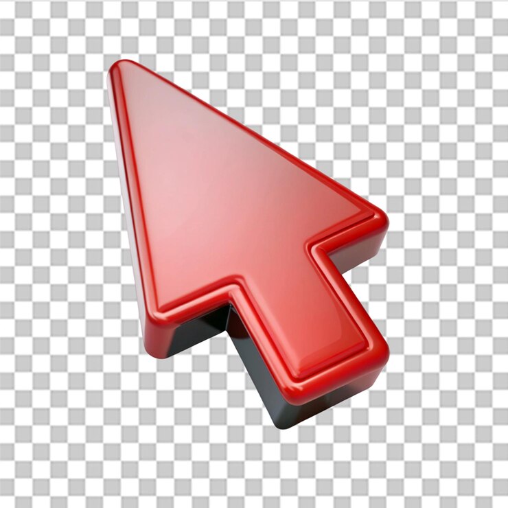 PSD icono de cursor rojo 3d aislado en fondo transparente