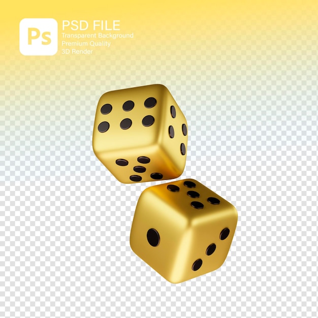 Icono de dados de oro de renderizado 3d