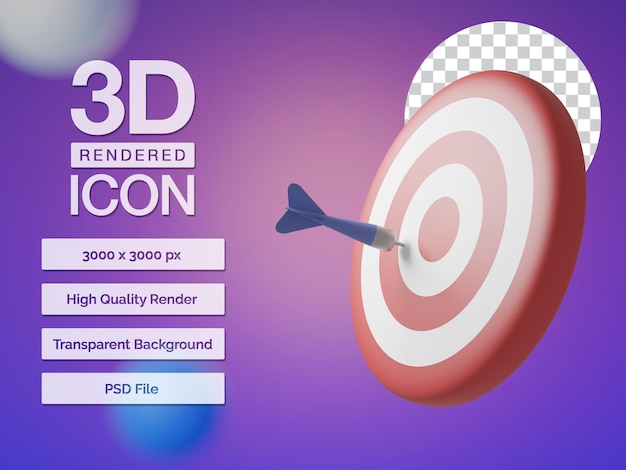 Icono de dardo renderizado en 3d