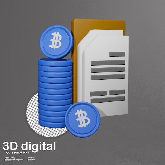 Icono de datos de criptomonedas en 3d