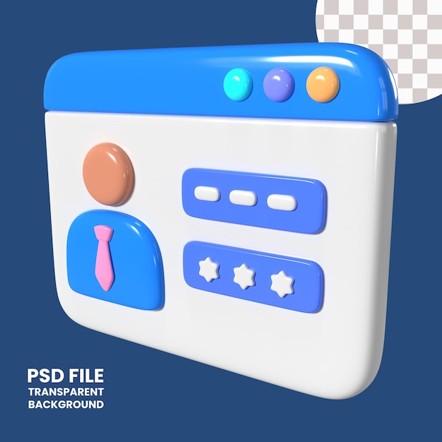 Ícono de ilustração 3D da conta