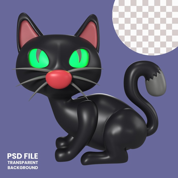 Ícono de ilustração 3d de gato de halloween